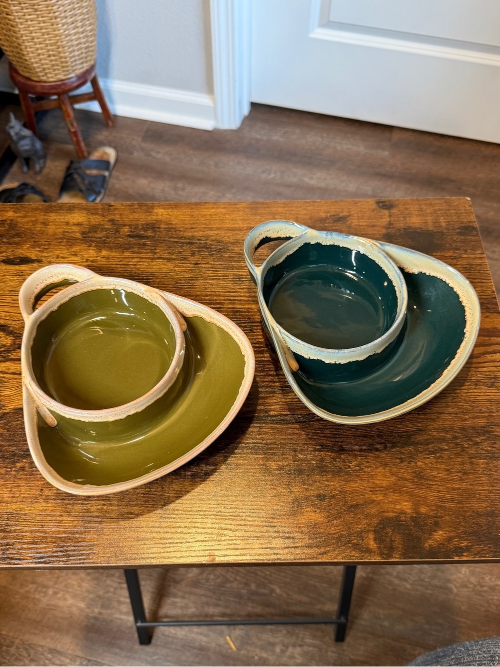 Vintage LTD Commodities Drip Glaze Stoneware Soup & Cracker Bowls - Set of 2
